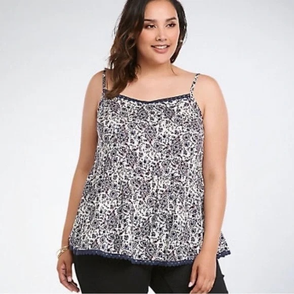 torrid Tops - Torrid Black and White Paisley Blouse tank top